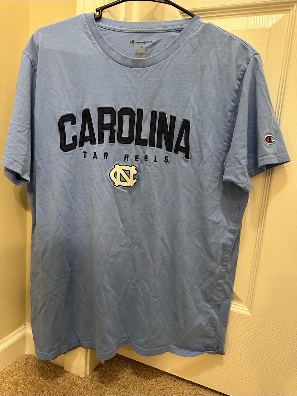 Champion Light Blue Embroidered 'Carolina Tar Heels' Short-Sleeve Tee